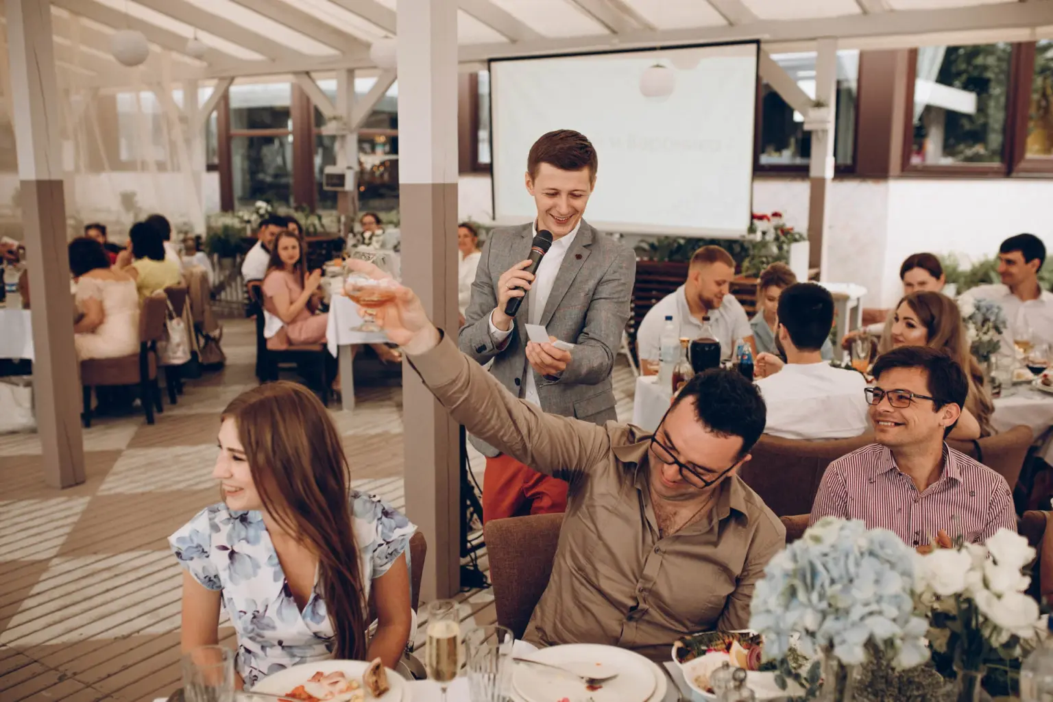 Guests at the wedding reception