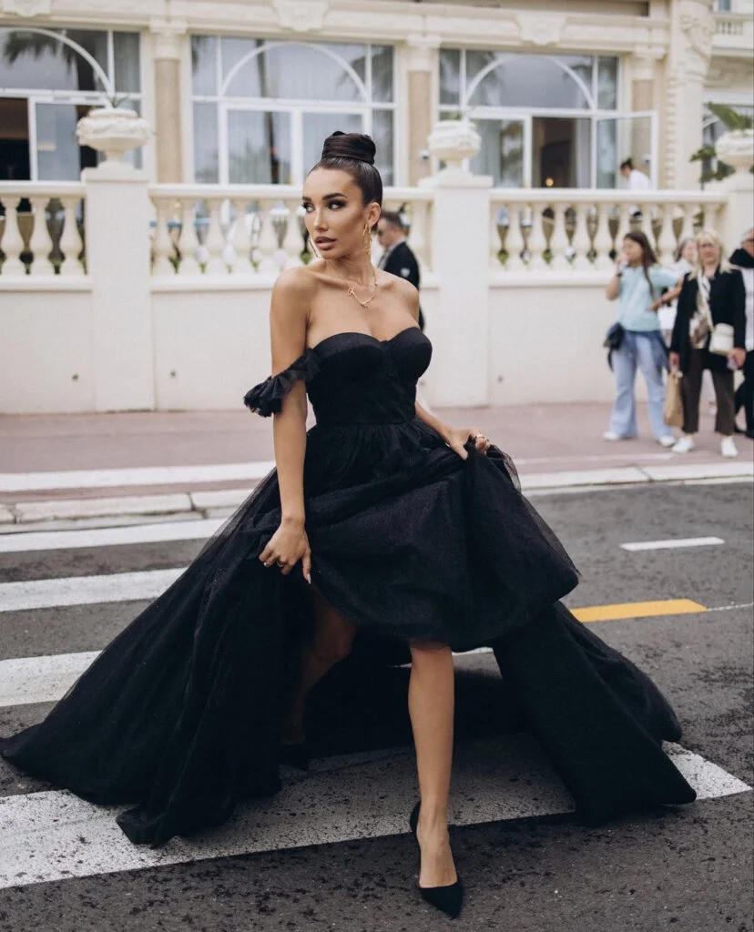 Cannes Photoshoot in a Black Dress