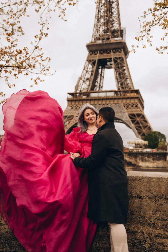 Flying Dress Photoshoot at the Eiffel Tower