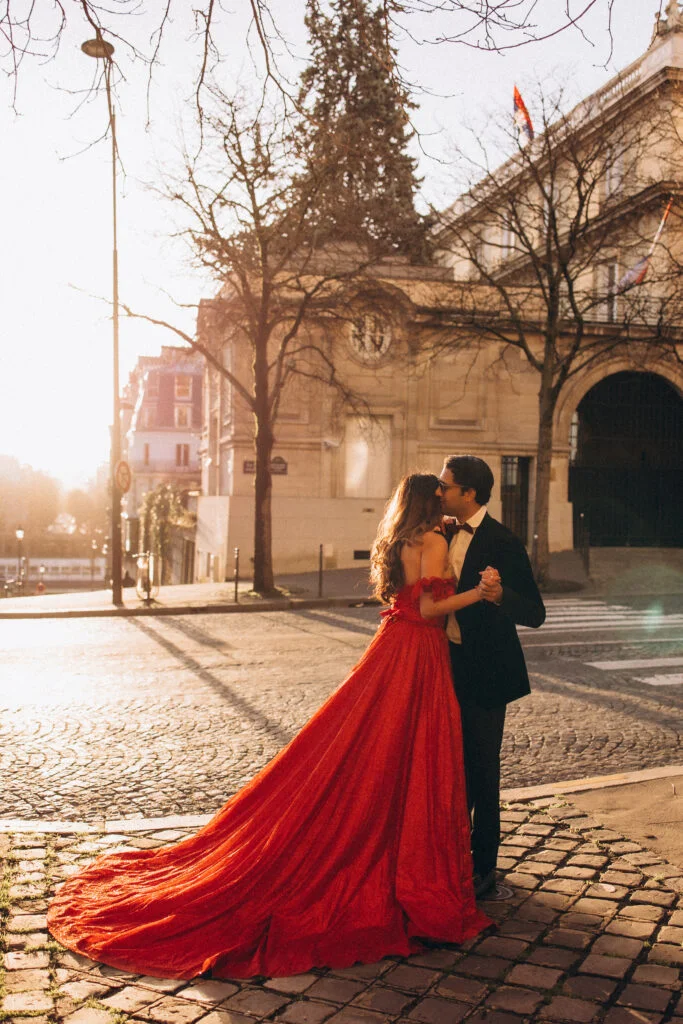 Paris Couple Photoshoot in Flying Dress